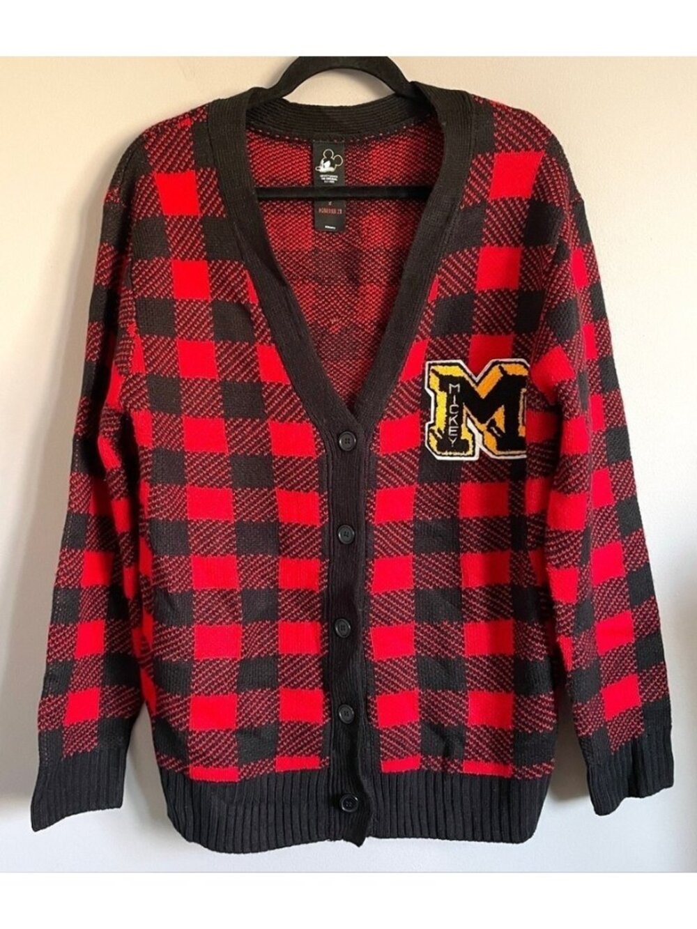Disney x Forever 21 Mickey Mouse Checkered Cardigan Sweater - Large - Picture 2 of 9